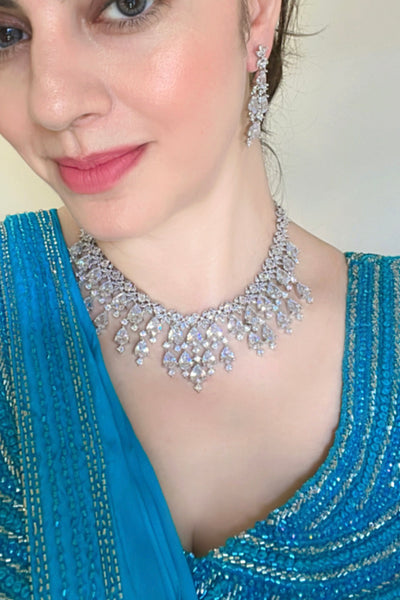 Double Layered A-Diamond Necklace Set