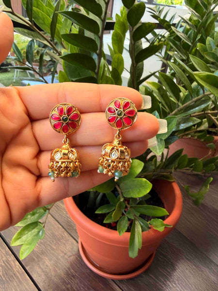 SAREEQUEEN Haram Gold Plated Temple Necklace Set