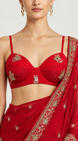 Red Embroidered Corset Blouse 34/36