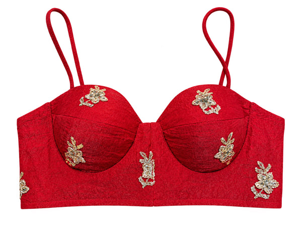 Red Embroidered Corset Blouse 34/36