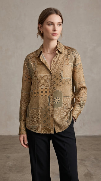 ZEN Satin Silk Printed Shirt - DesiMotif