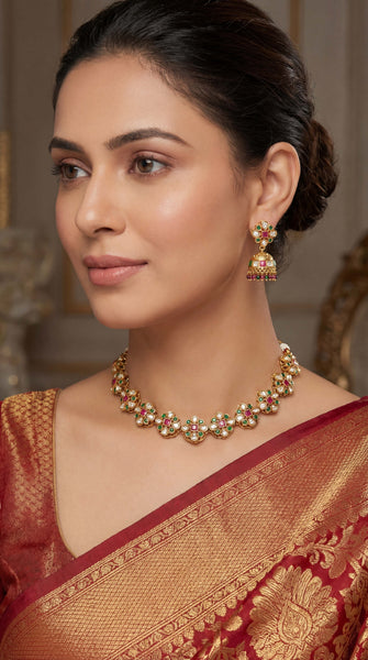 Heritage MultiColoured Gold Plated Choker Set