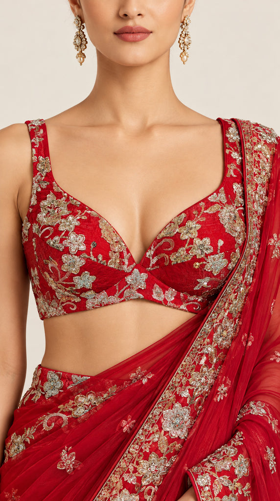 Red Embroidered Corset Blouse 34/36