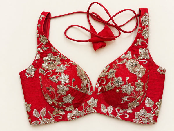 Red Embroidered Corset Blouse 34/36