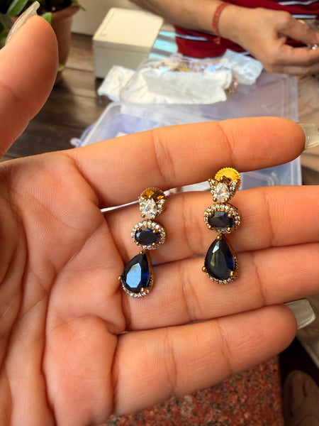 ANYA Blue Stone Rose AD Necklace Set