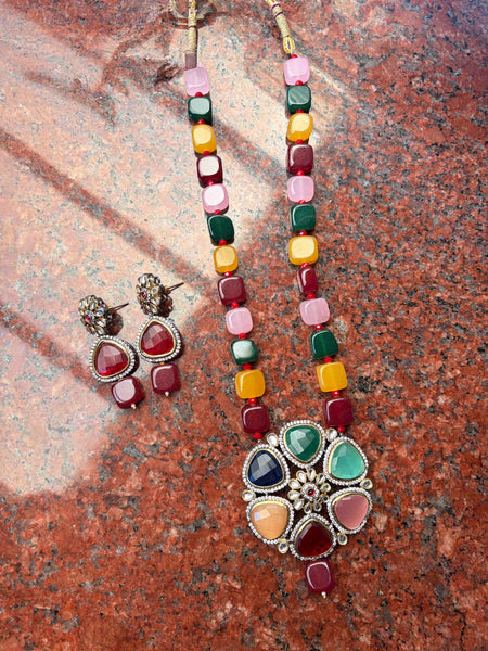 KIARA Navratan Rani Haar Long Necklace Set - 2 Styles