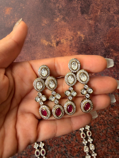 ROYALE Layered Polki Kundan Long Necklace Set - 3 Colours