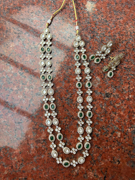 ROYALE Layered Polki Kundan Long Necklace Set - 3 Colours