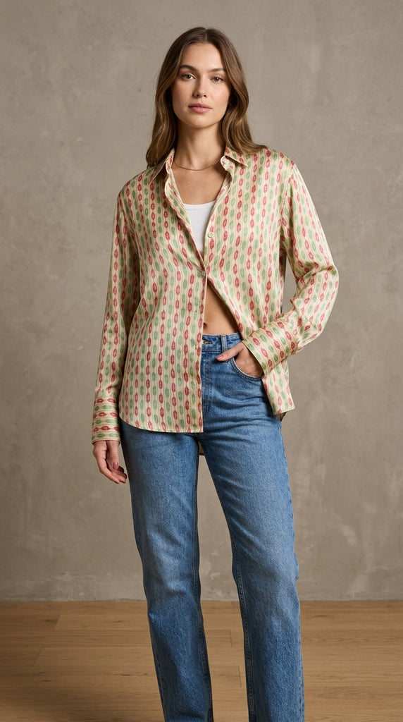 ZEN Satin Silk Printed Shirt - Weaves