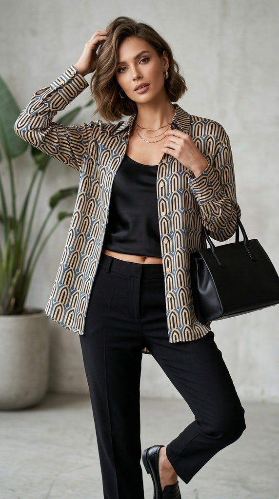 ZEN Satin Silk Printed Shirt - ArchDeco