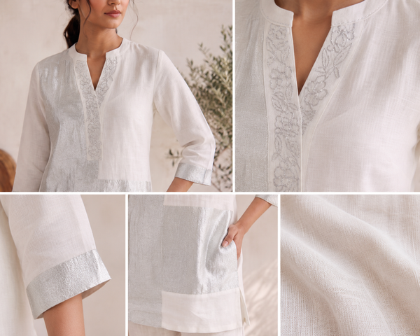 AUREVA White Linen Co-ord Set - M