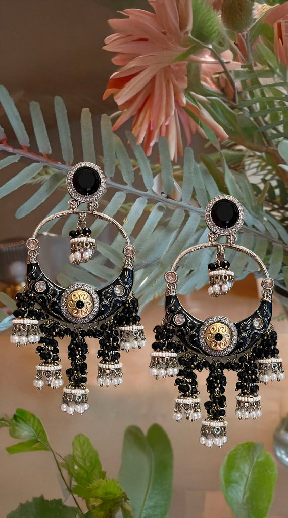 Lacquered Chandbali Earrings x 2 Shades