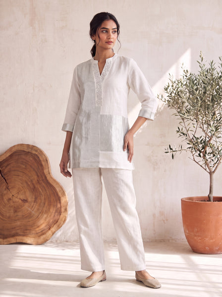 AUREVA White Linen Co-ord Set - M
