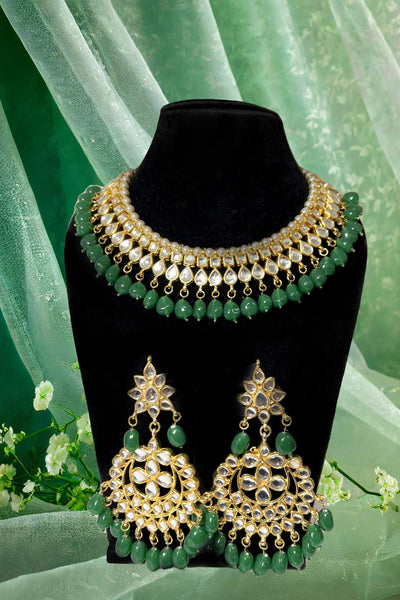 VIVAH Bridal Green Kundan Necklace Set