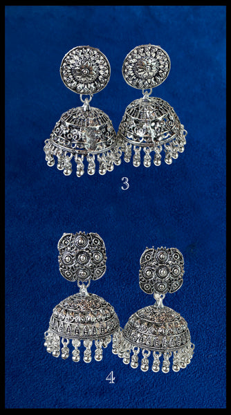 TRIBE Oxidised Silver Big Jhumkis x 7 Designs