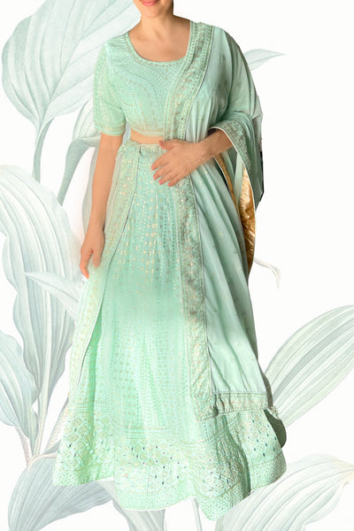 VIVAH Mint Green Embroidered Lehenga set - M/L