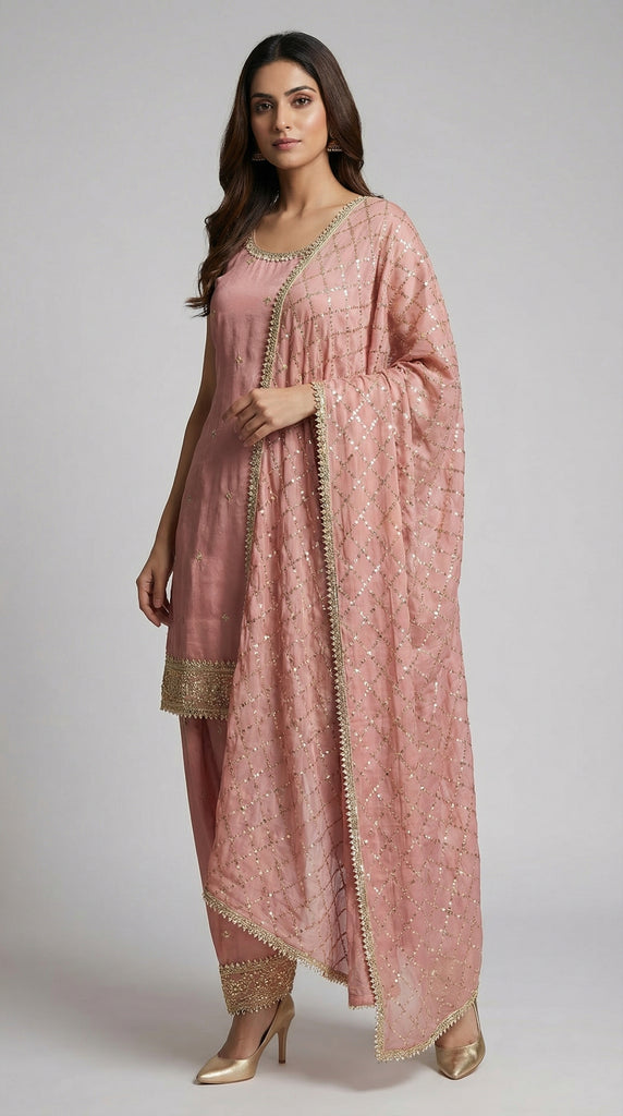 Pink Emberoidered Suit Set - L