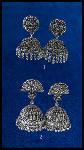 TRIBE Oxidised Silver Big Jhumkis x 7 Designs