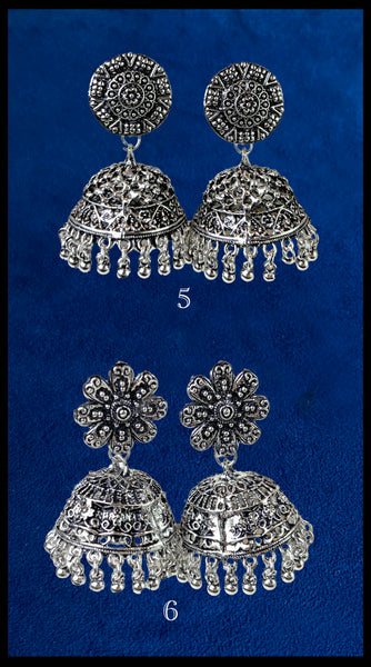 TRIBE Oxidised Silver Big Jhumkis x 7 Designs