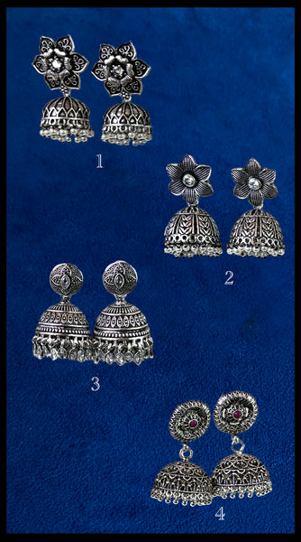 TRIBE Oxidised Silver Medium Jhumkis