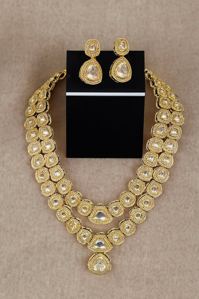 FUSION Layered Polki kundan long necklace set