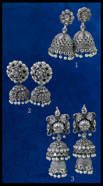 TRIBE Oxidised Silver Mixed Unique Jhumkis