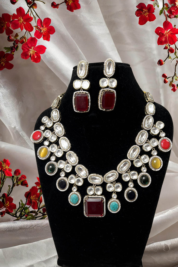 VIVAH Multi-coloured stone Necklace Set