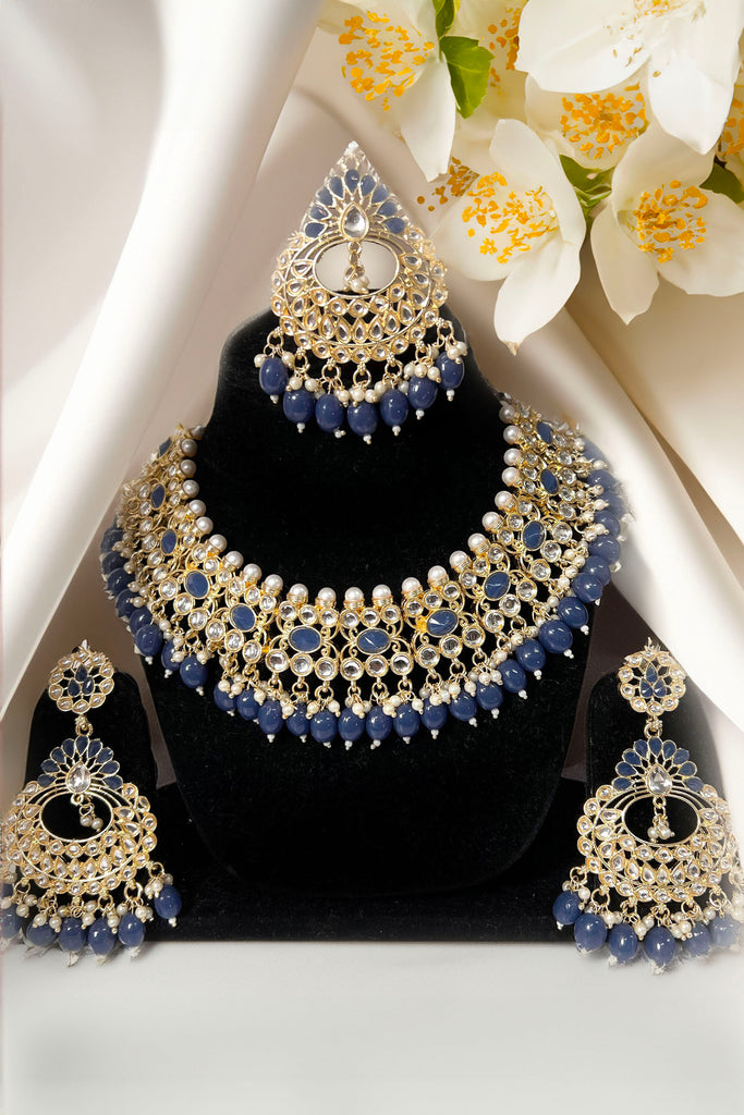 VIVAH Blue Pearl Necklace Set