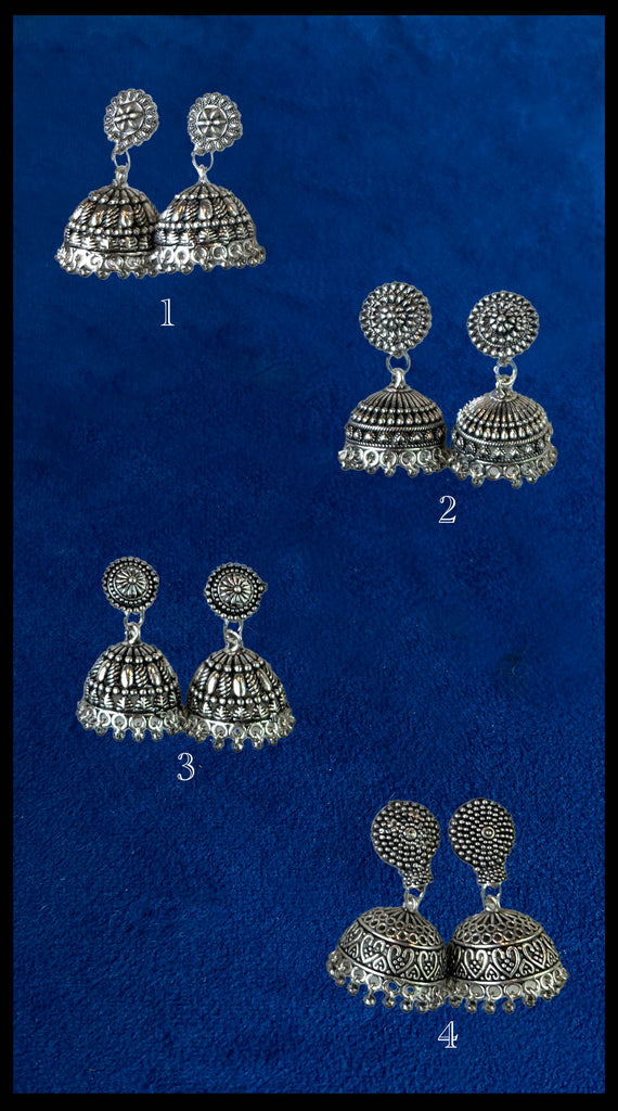 TRIBE Oxidised Silver Small Jhumkis