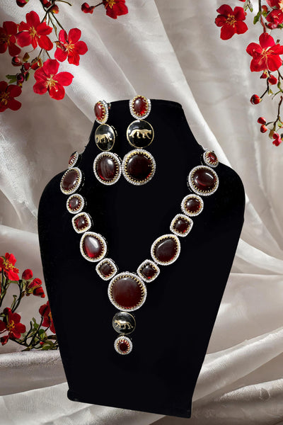 SAFARI Metallic Necklace Set - Red