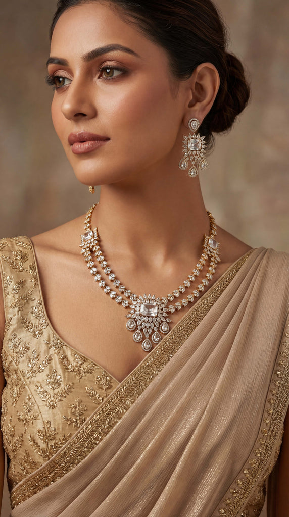 Clear Stone AD Layered Necklace Set