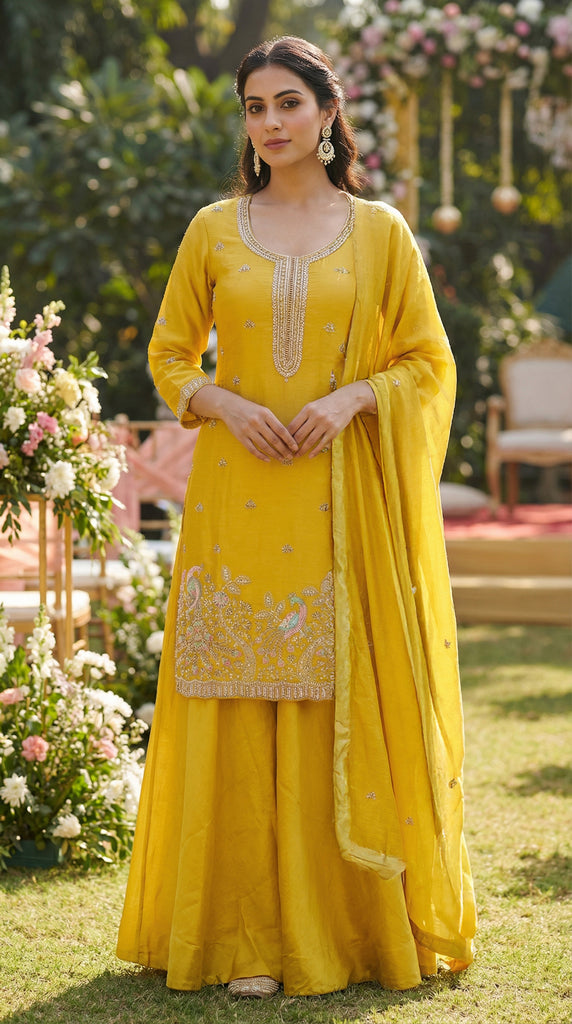 Yellow Top with Sharara Set - XL