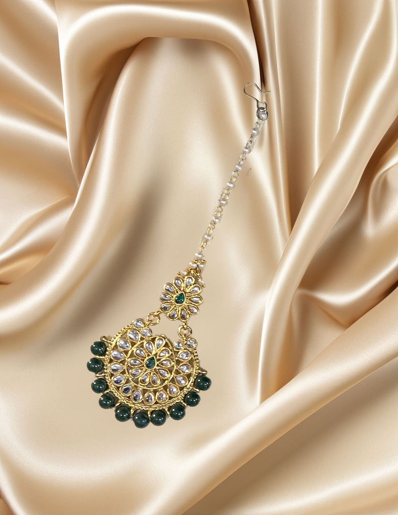 Green Kundan Fine Tikka