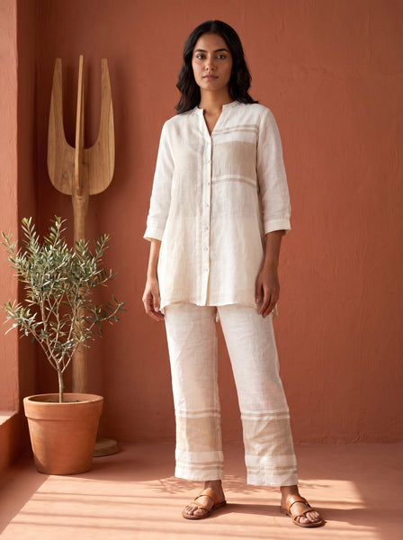 AUREVA Ivory Weave Linen Co-ord Set - M/XL/3XL