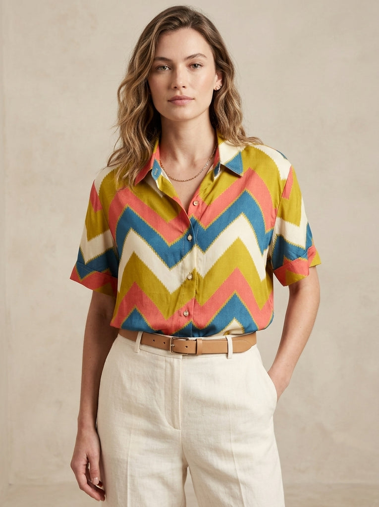 ZEN The Classic Chevron Shirt - Mustard, Coral, Purple