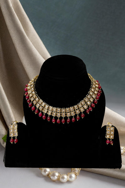 Polki Antique Maroon Necklace