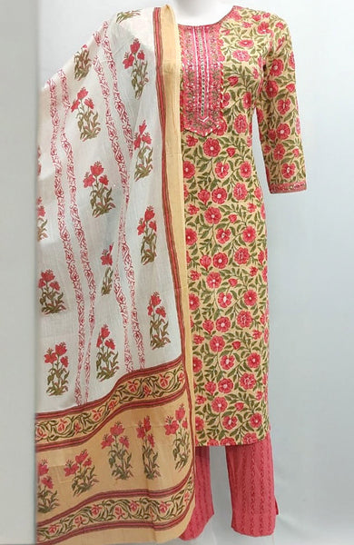 Floral Cotton Suit - L