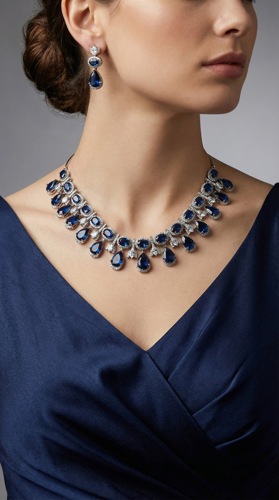 Blue Stone AD Necklace Set