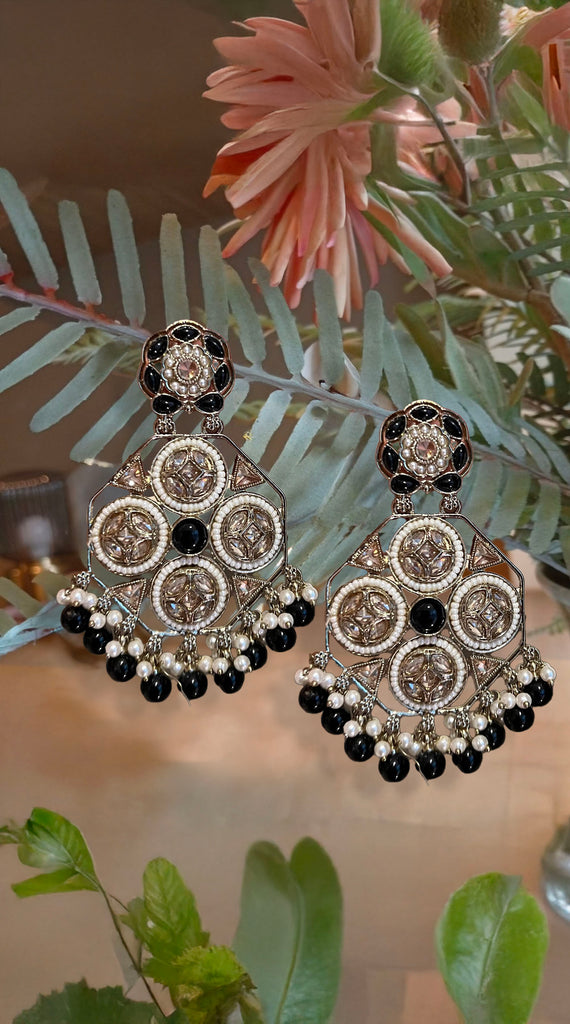 Black Antique Chandbali Earrings