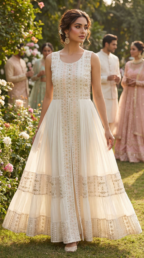 Off-White Top with Palazzo Set - L/XL