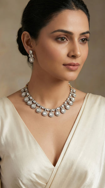 Pearl White Stone AD Necklace Set