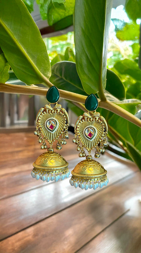 Traditional Big Gold Jhumki Earrings