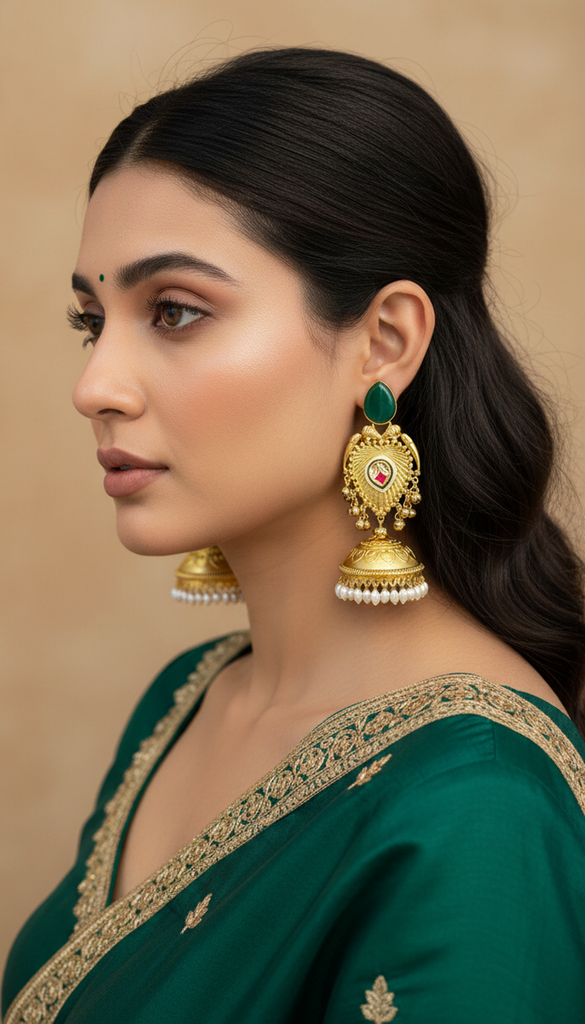 Traditional Big Gold Jhumki Earrings