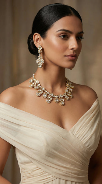 White Stone AD Necklace Set