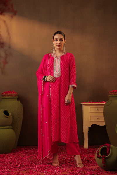 Red Leheriya Gotta Anarkarli Suit - M/L/XL