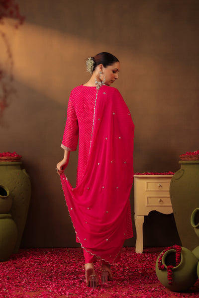 Red Leheriya Gotta Anarkarli Suit - M/L/XL