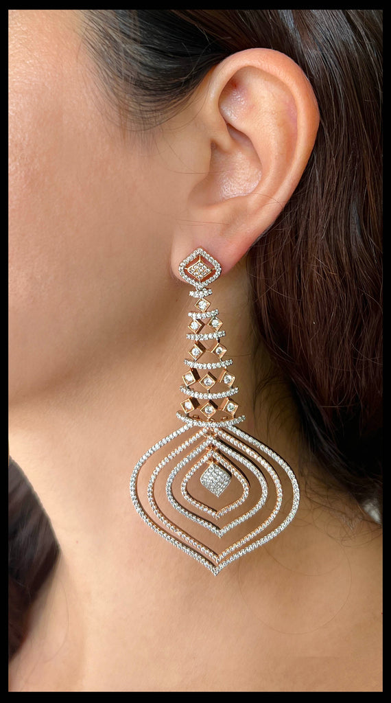 AMARA Silver Rose Gold AD Earring