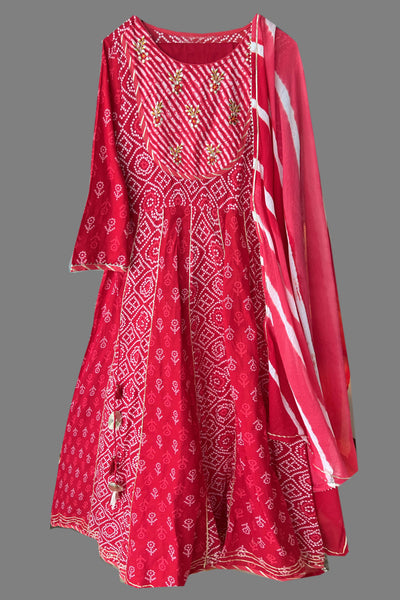 Bandhani Anarkali in 3 Shades -L-XL-XXL