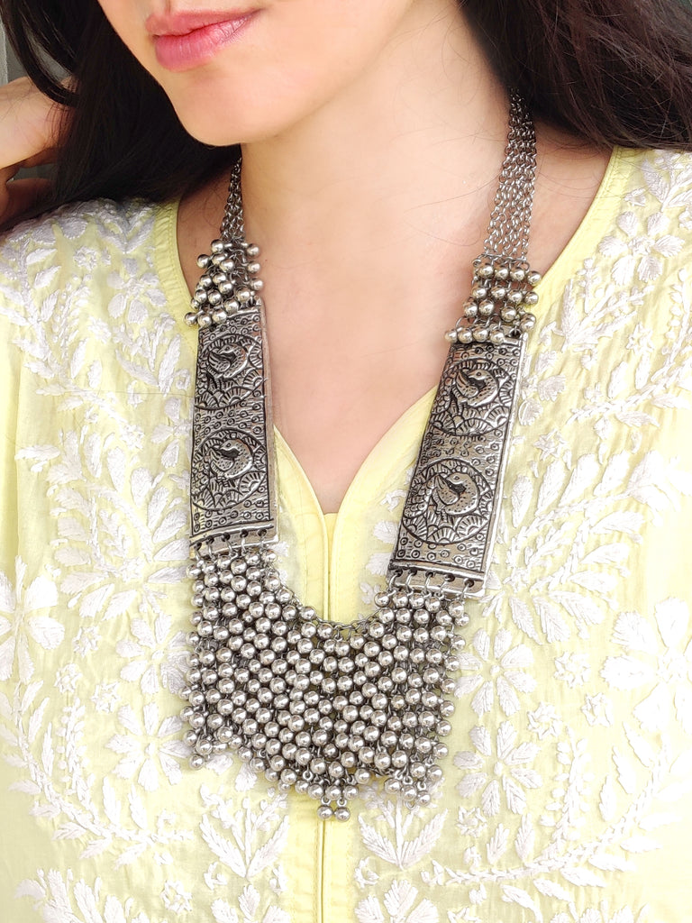 GRAND Long Silver Necklace set