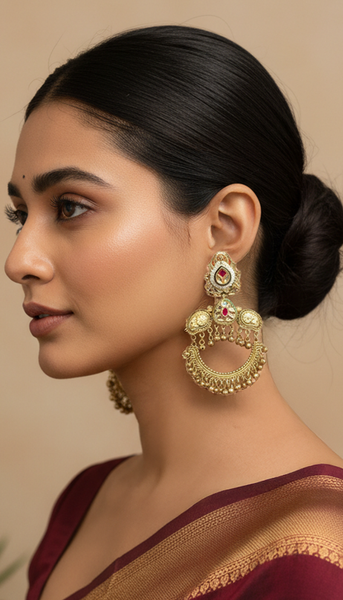 Traditional Gold Chandbali Earrings
